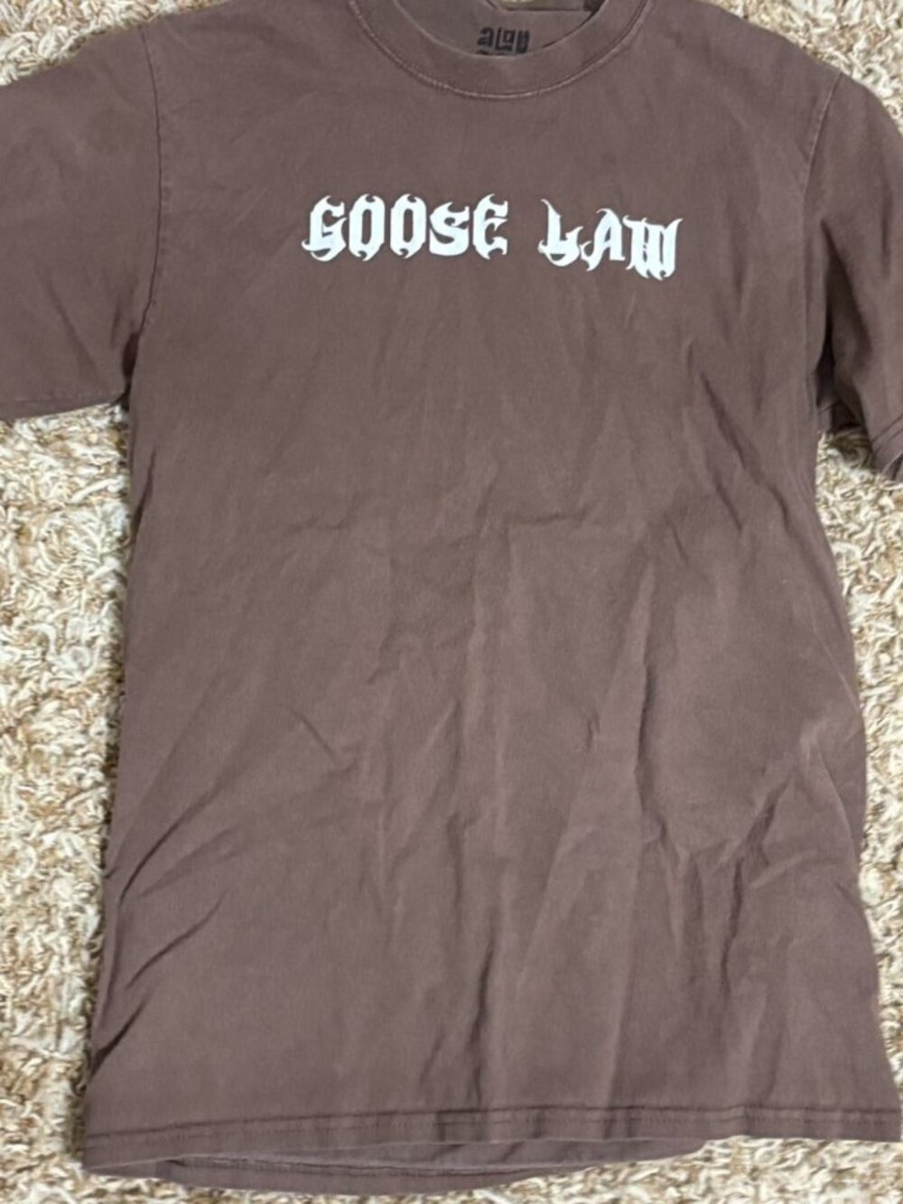 Goose Law Streetwear Graphic Tee Brown Mens S Y2K Skate T-Shirt